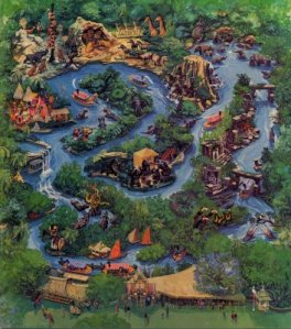 A map of the rugged Jungle Cruise terrain, home to a  bunch of scary but fake shit.